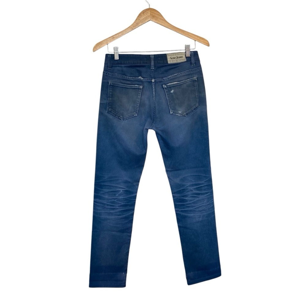 Acne Low Rise Boot Cut Jeans Hex Used Twill Blue - Picture 4 of 7